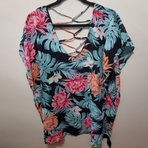 Kona Sol Tropical Vacation Beachy Cruise Sleeveless Swimsuit Cover-Up Size Small